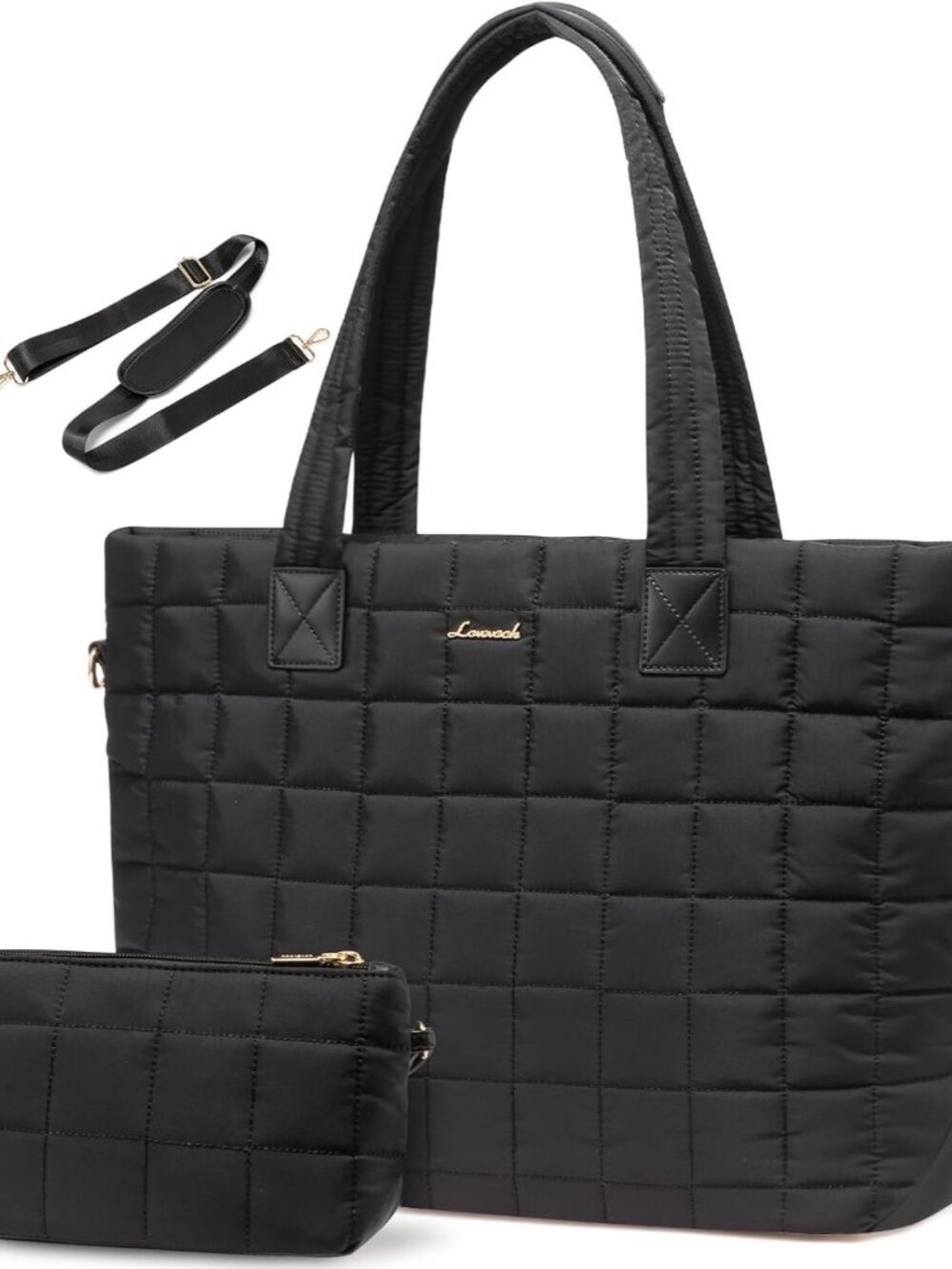 Laptop Tote Bag for Women, 15.6 Inch Large Puffer Work Tote Computer Bags, Quilt